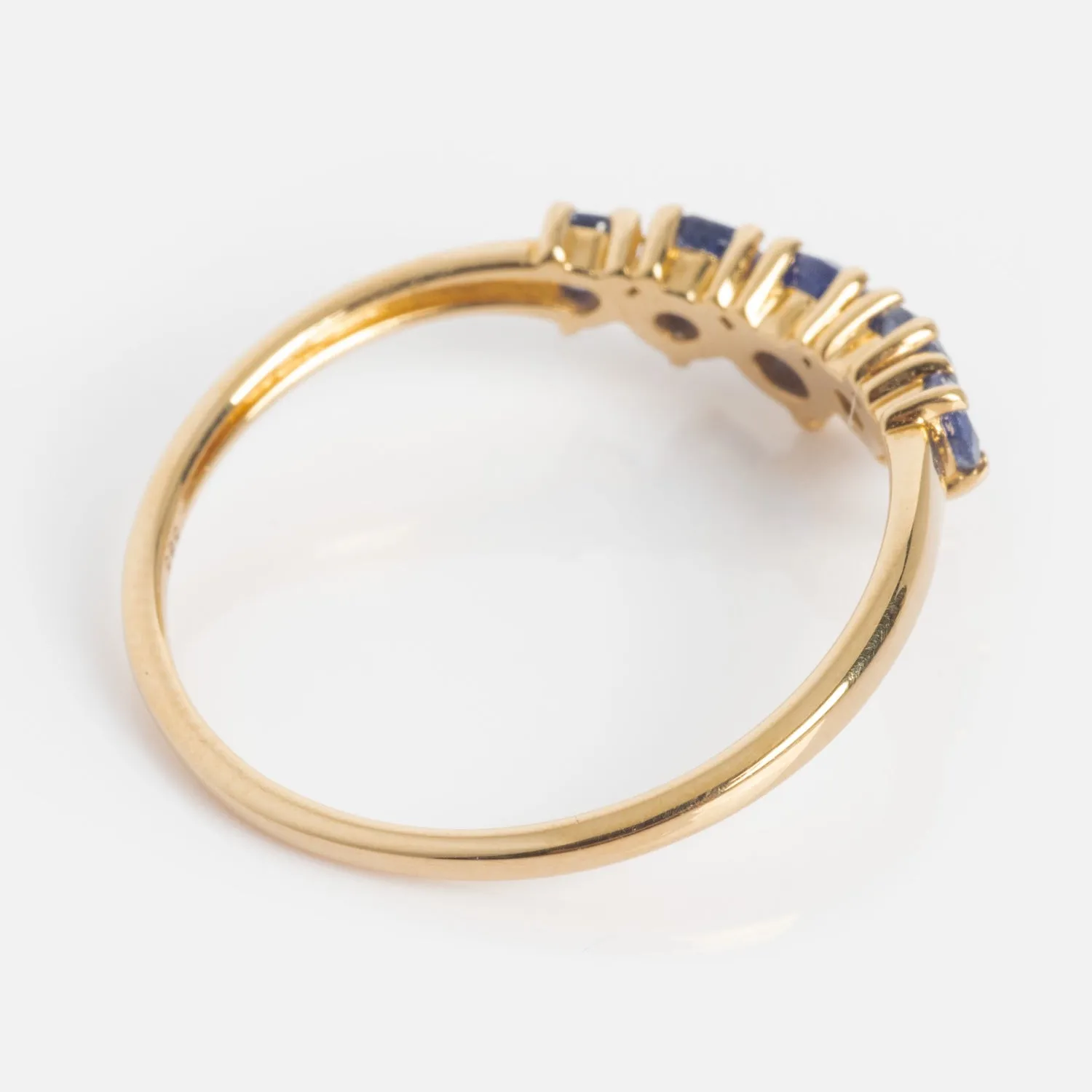 14k Blue Sapphire Arc Nesting Ring