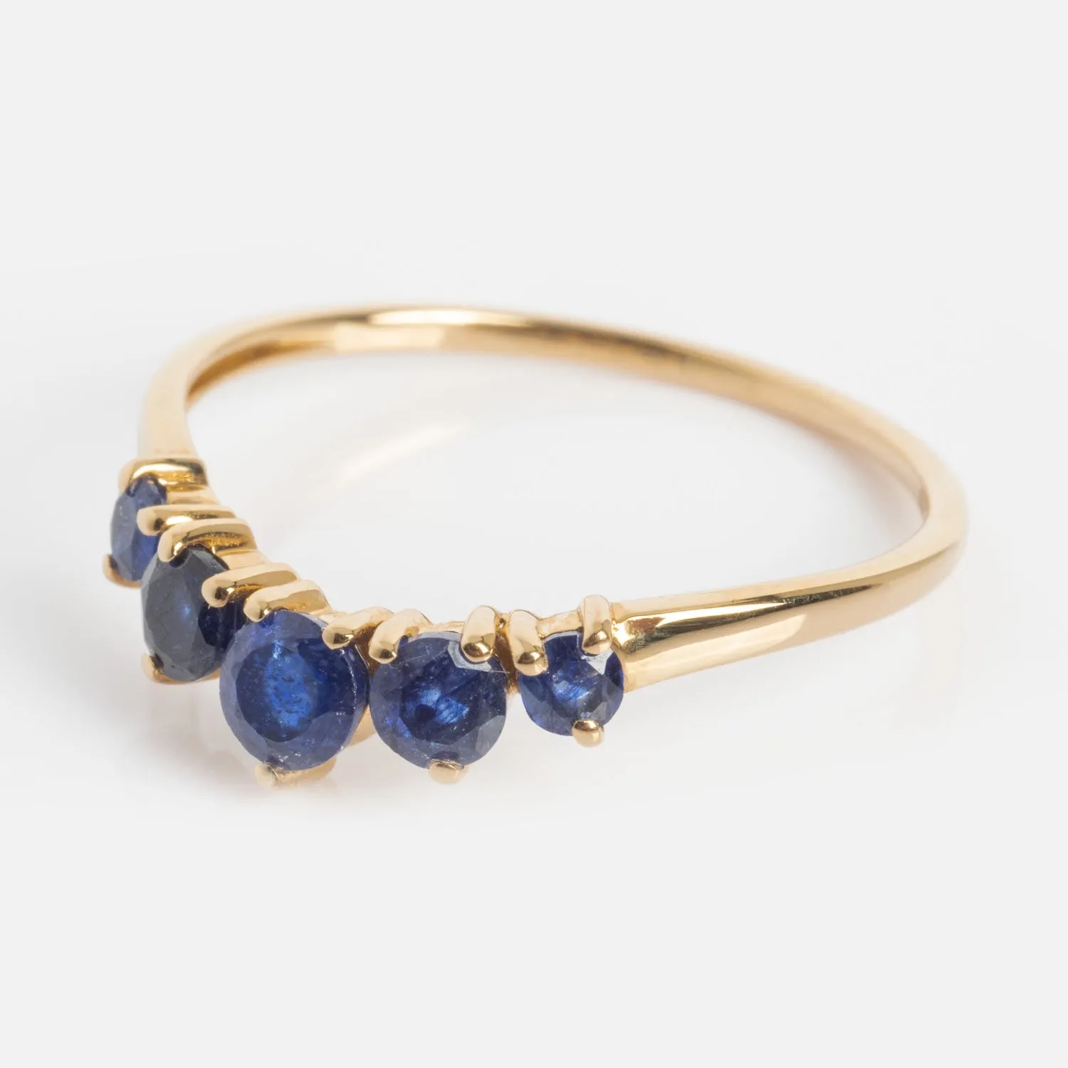 14k Blue Sapphire Arc Nesting Ring