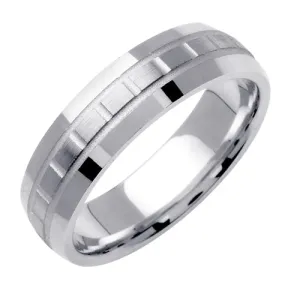14K or 18K White Carved Center Ring