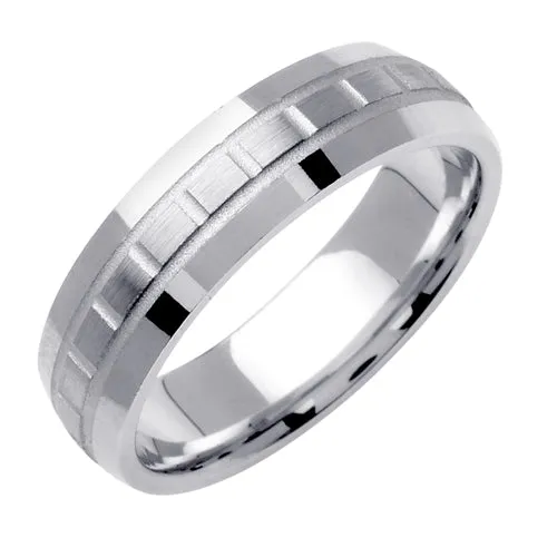 14K or 18K White Carved Center Ring