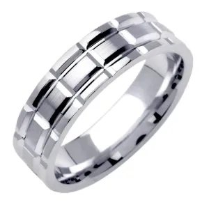 14K or 18K White Gold Carved Ring