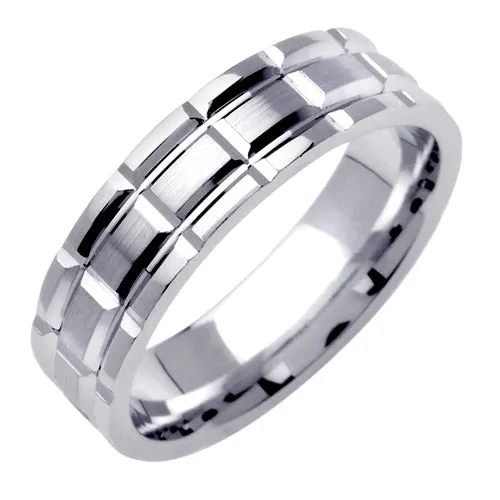 14K or 18K White Gold Carved Ring