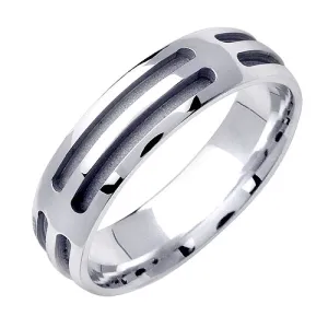 14K or 18K White Gold Carved Ring