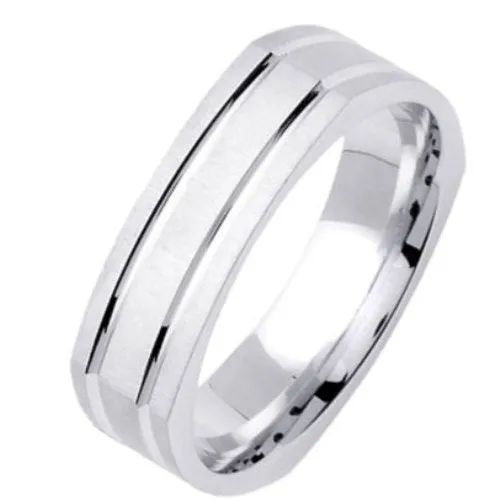 14K or 18K White Gold Carved Ring