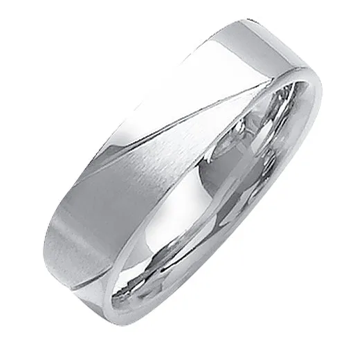 14K or 18K White Gold Grooved Ring