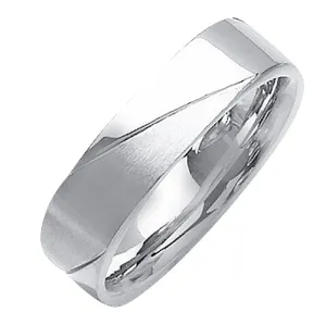 14K or 18K White Gold Grooved Ring