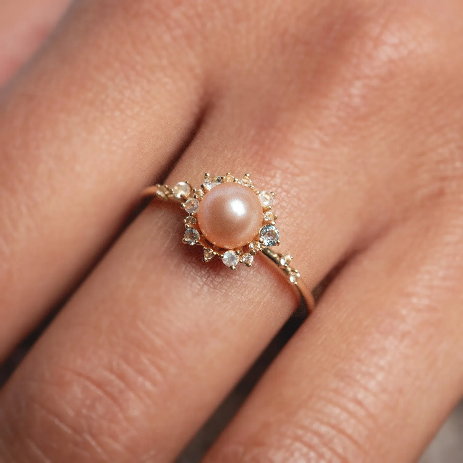 14k Pastel Pink Pearl Statement Ring