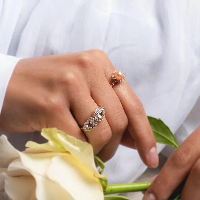 14k Pastel Pink Pearl Statement Ring