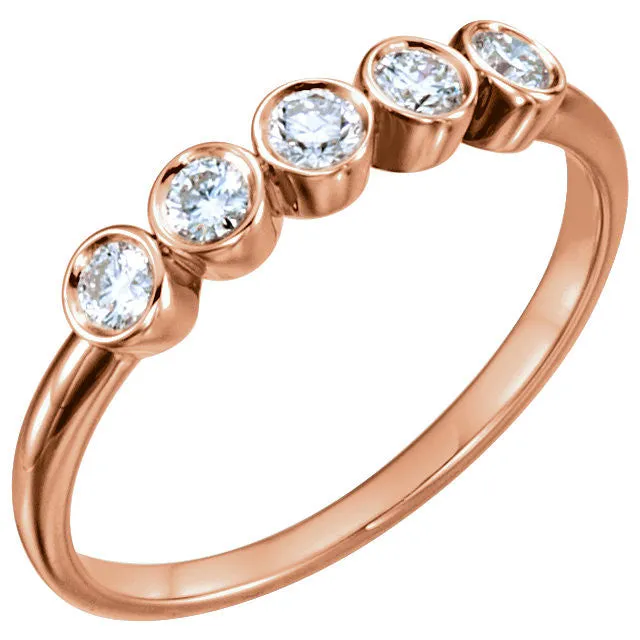 14k Rose Gold 1/3 CTW Diamond Ring, Size 7