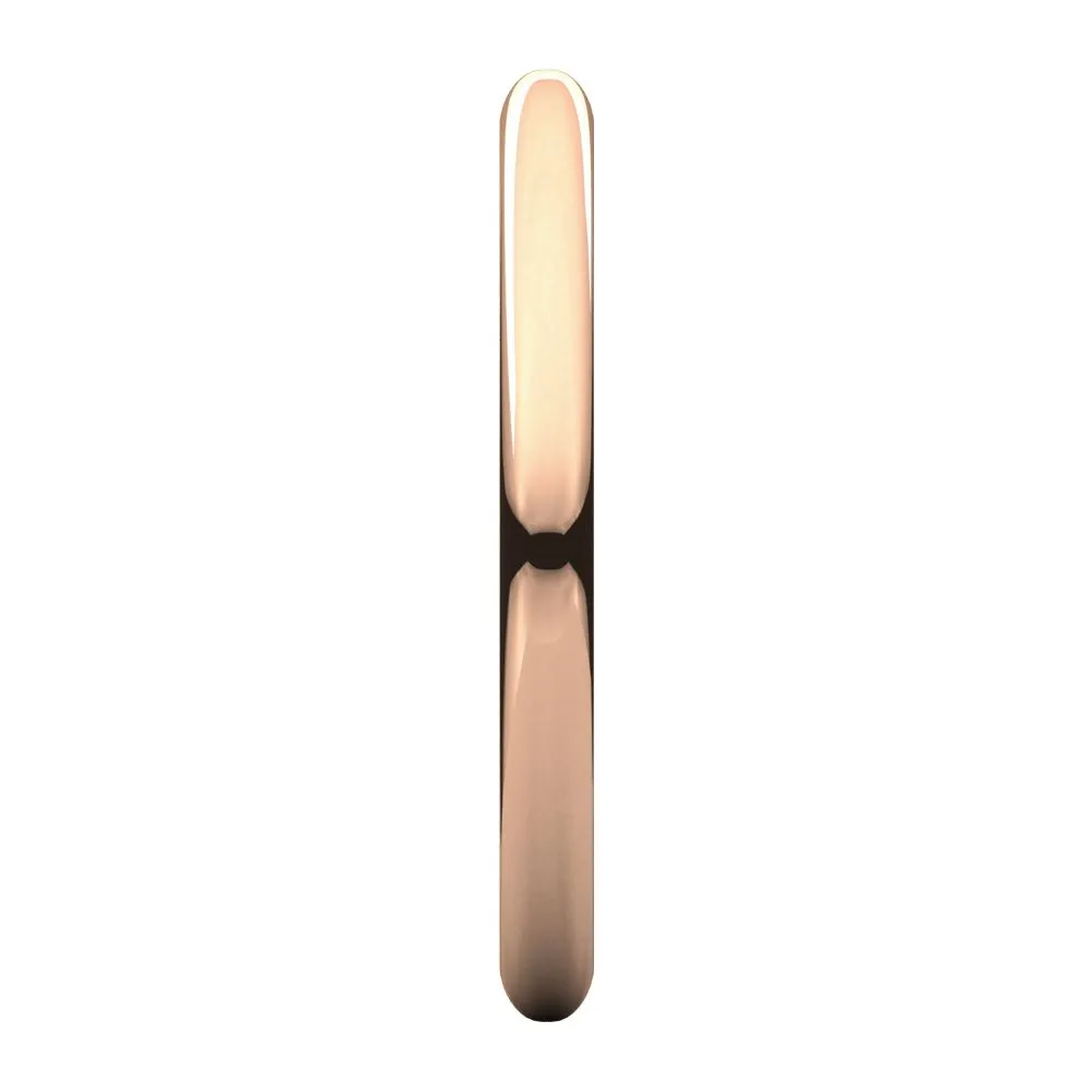 14k Rose Gold 2mm Half Round Band, Size 10