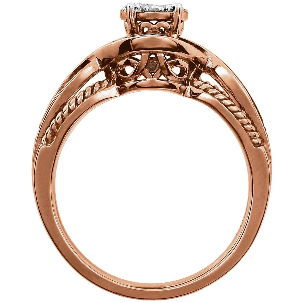 14k Rose Gold 5/8 CTW Diamond Engagement Ring , Size 7
