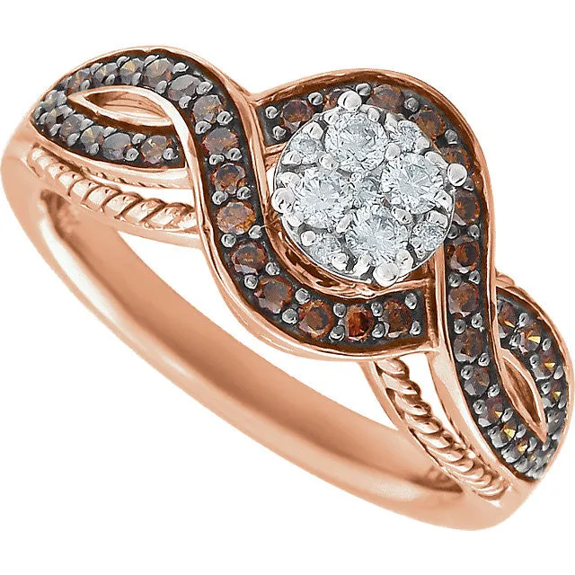 14k Rose Gold 5/8 CTW Diamond Engagement Ring , Size 7