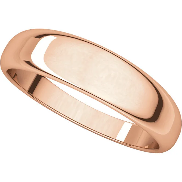 14k Rose Gold 5mm Half Round Tapered Band, Size 6