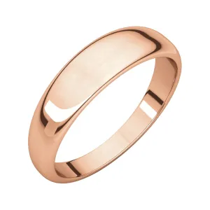 14k Rose Gold 5mm Half Round Tapered Band, Size 6