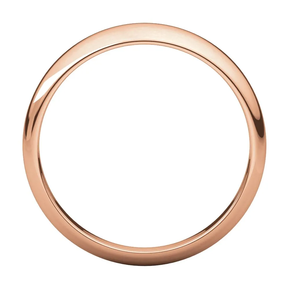 14k Rose Gold 5mm Half Round Tapered Band, Size 6