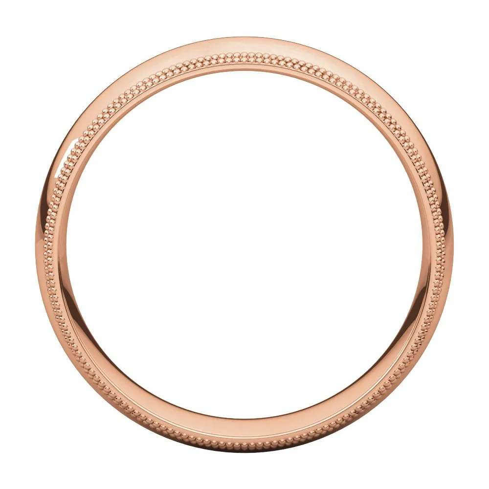 14k Rose Gold 6mm Double Milgrain Comfort Fit Band, Size 7