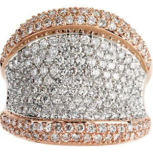 14k Rose Gold Pavé Ring, Size 7
