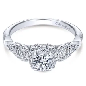 14k Rose Gold Round Brilliant Halo Diamond Engagement Ring