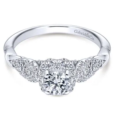 14k Rose Gold Round Brilliant Halo Diamond Engagement Ring