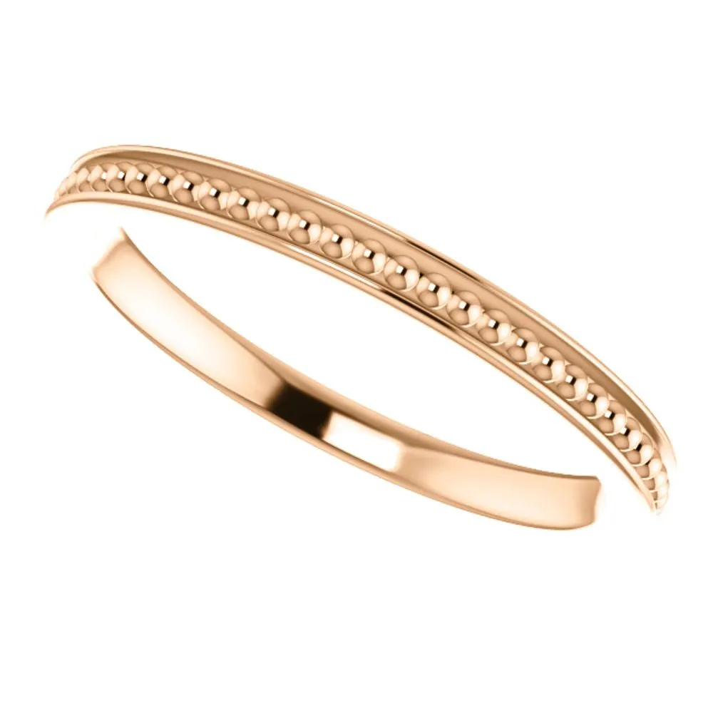 14k Rose Gold Stackable Bead Ring Size 6