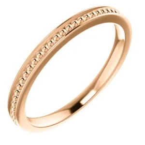 14k Rose Gold Stackable Bead Ring Size 6