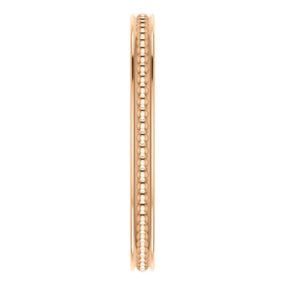 14k Rose Gold Stackable Bead Ring Size 6