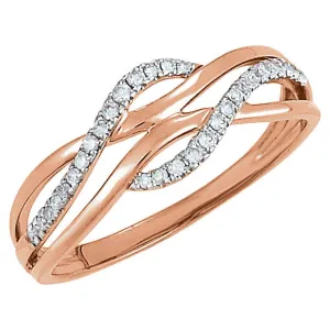 14k Rose Gold with White Rhodium Plating 1/8 CTW Diamond Ring , Size 7