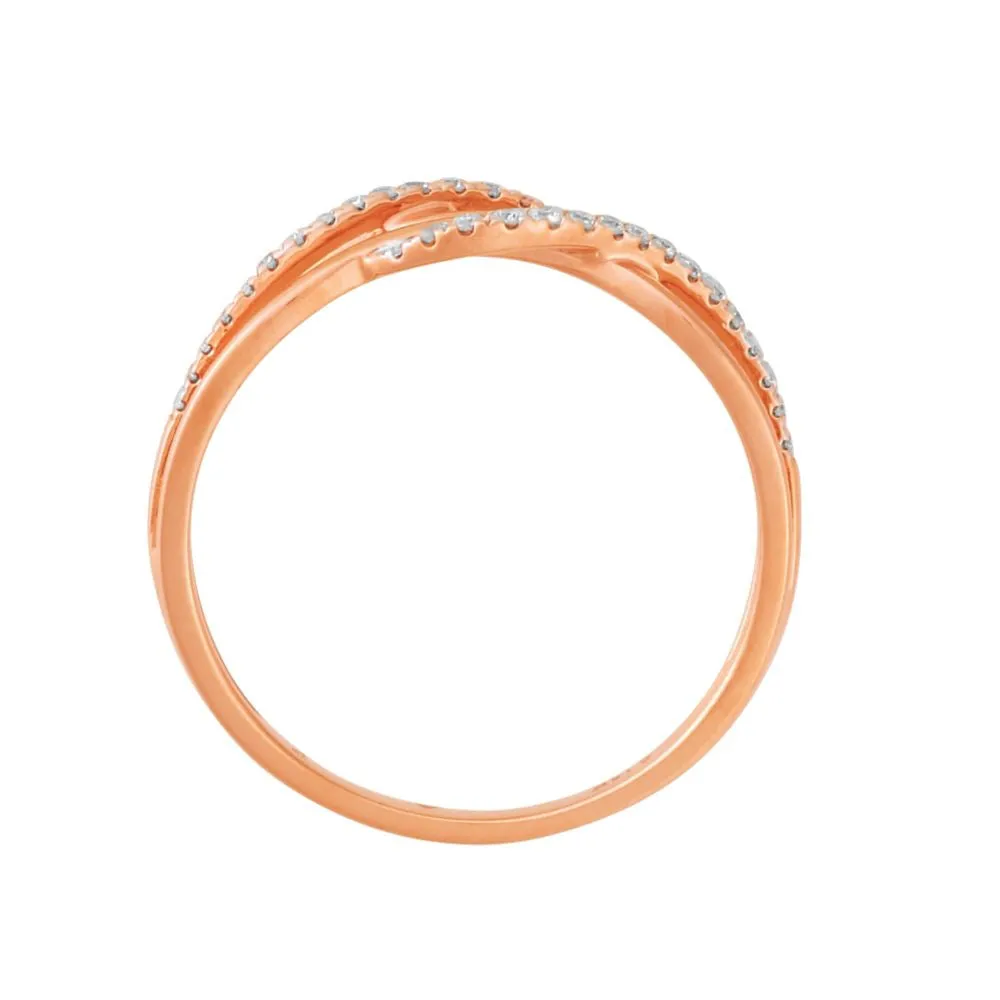 14k Rose Gold with White Rhodium Plating 1/8 CTW Diamond Ring , Size 7