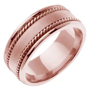 14K Rose or White/Yellow Center Gold Hand Braided Cord Ring