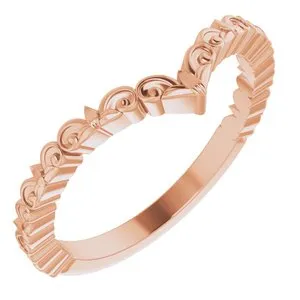 14K Rose Vintage-Inspired "V" Ring