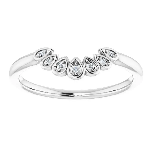 14K White .025 CTW Natural Diamond Vintage-Inspired Contour Band