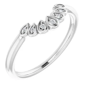 14K White .025 CTW Natural Diamond Vintage-Inspired Contour Band