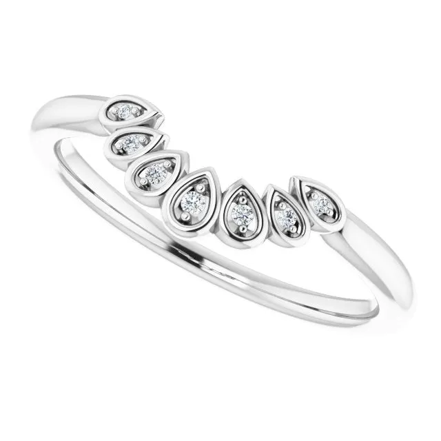 14K White .025 CTW Natural Diamond Vintage-Inspired Contour Band