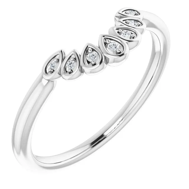 14K White .025 CTW Natural Diamond Vintage-Inspired Contour Band
