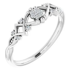 14K White .06 CTW Diamond Vintage-Inspired Ring