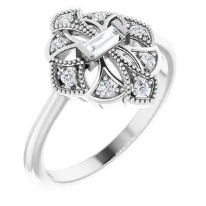 14K White 1/5 CTW Diamond Vintage-Inspired Ring