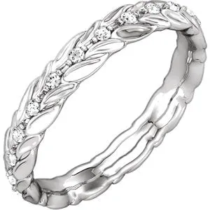 14K White 1/6 CTW Diamond Sculptural-Inspired Eternity Band Size 5.5