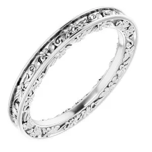 14K White 2.5 mm Floral-Inspired Band Size 7.5