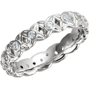 14K White 3/8 CTW Diamond Sculptural-Inspired Eternity Band Size 6