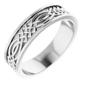 14K White 6 mm Celtic-Inspired Band Size 11