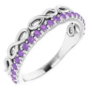 14K White Amethyst Infinity-Inspired Stackable Ring