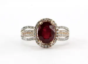 14K White & Rose Gold EFFY Ruby Royale, Diamond & Ruby Ring