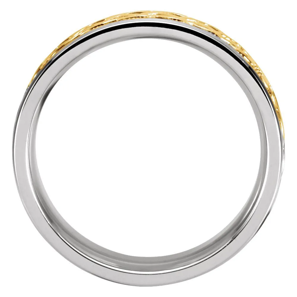 14K White & Yellow Gold 7mm Celtic-Inspired Band Size 11.5
