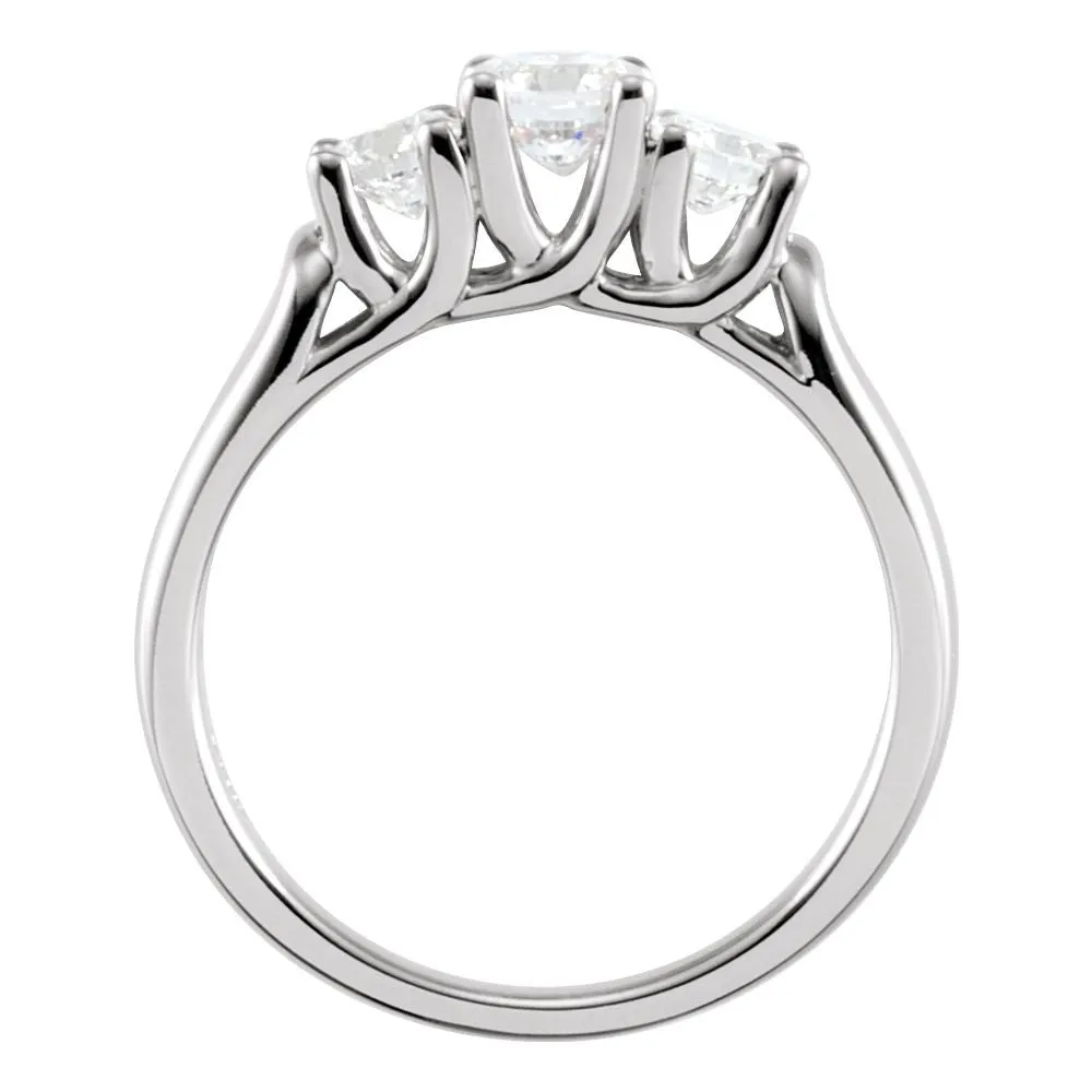 14k White Gold 1 CTW Diamond 3 Stone Anniversary Ring, Size 7