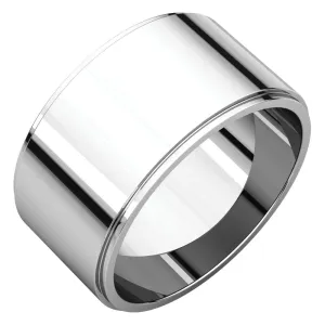14k White Gold 10mm Flat Edge Band, Size 11