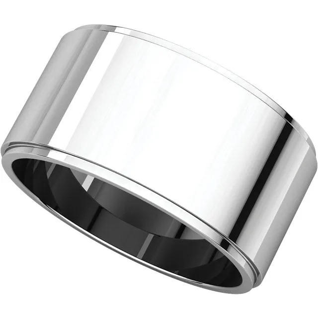 14k White Gold 10mm Flat Edge Band, Size 11