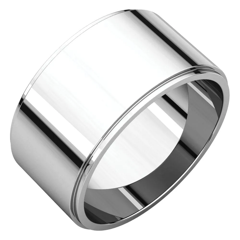 14k White Gold 10mm Flat Edge Band, Size 11