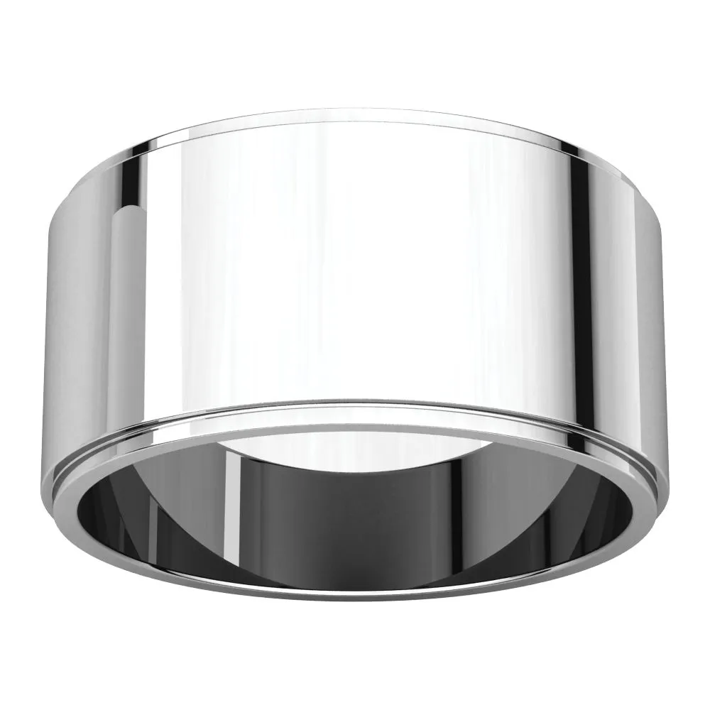 14k White Gold 10mm Flat Edge Band, Size 11
