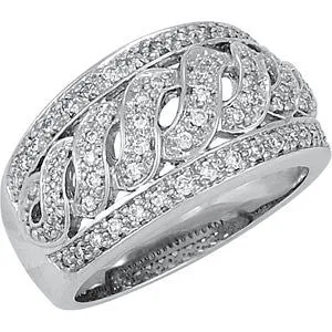 14k White Gold 1/2 CTW Diamond Band, Size 6