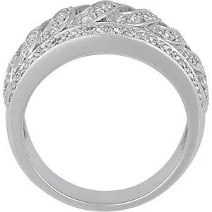 14k White Gold 1/2 CTW Diamond Band, Size 6